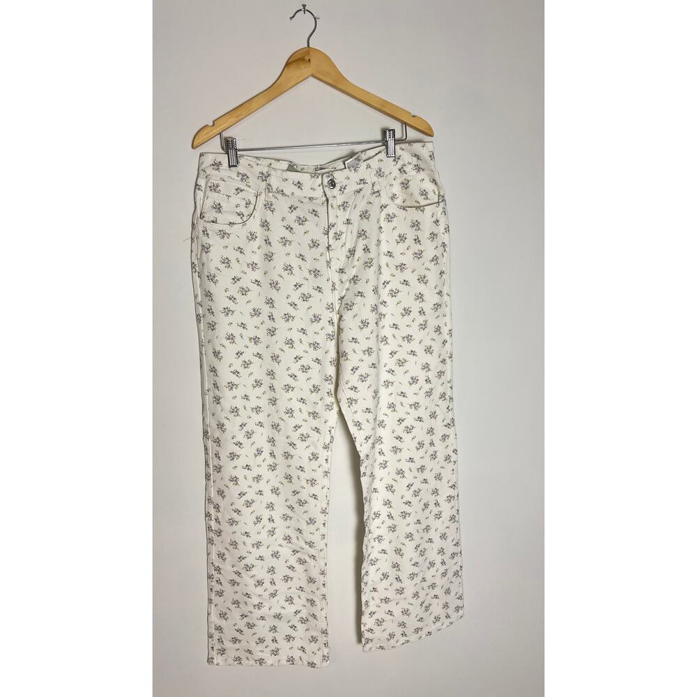 H&M‎ High-Waisted Wide Leg Floral Print Jeans Size 14